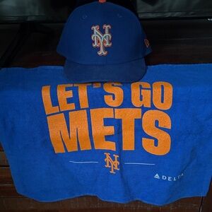 mets 2024 playoff rally towel with new era fitted cap sz 6 3/4